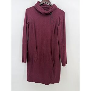 Maurices Burgundy Heathered Cowl Neck Long Sleeve Pocket Dress Size S